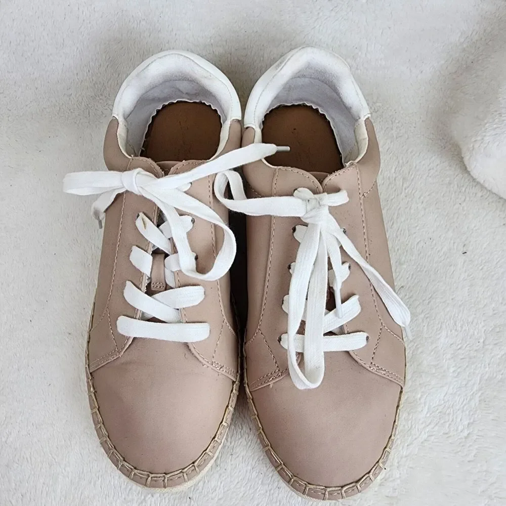 Universal Thread Women's Pink Faux Leather Lace-up Low Top Espadrille Sneakers 7